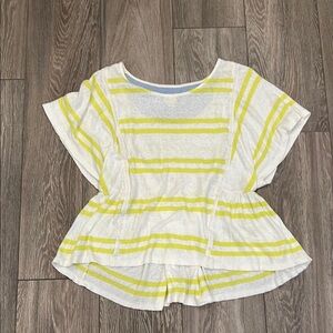 Anthropologie Yellow and White Short Sleeve Top